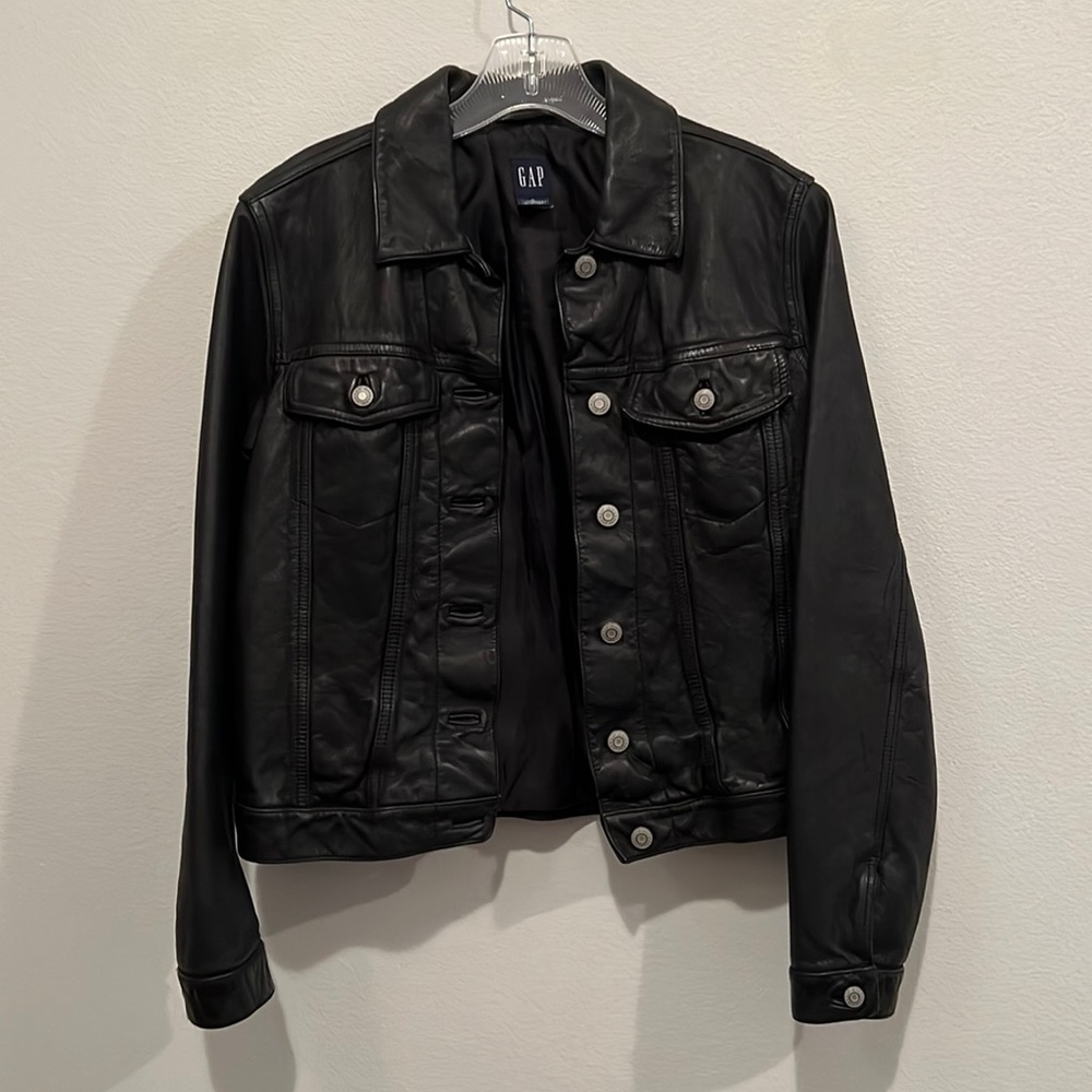 Vintage Black Leather Jacket, The GAP sz. Small